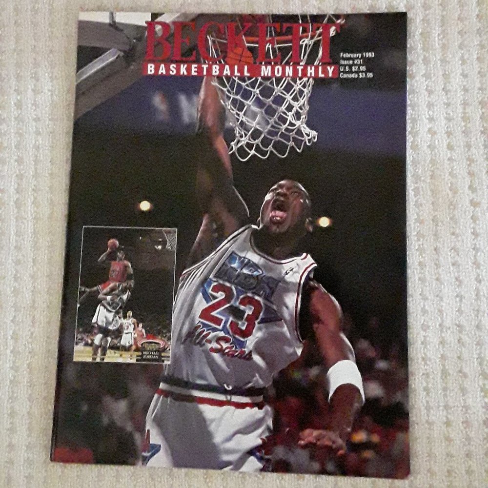 6 Vintage 1990's Beckett Basketball Card Magazines A Little Yellowing On Edges